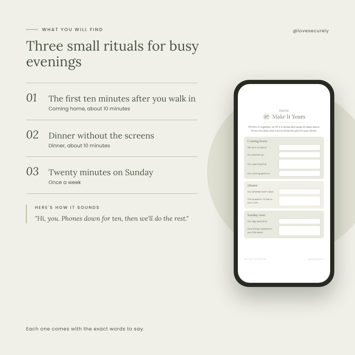 Three small rituals for busy evenings: coming home, dinner and Sunday